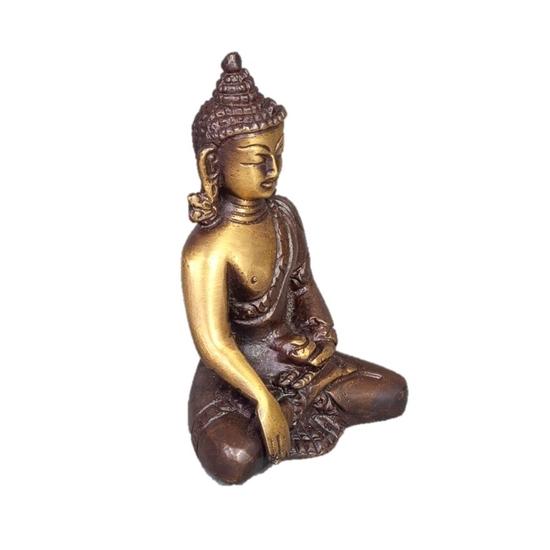 Sitting  Buddha in Meditation Pose Two-Tone Color in Brass