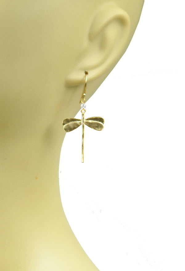Dragonfly White Topaz Earrings