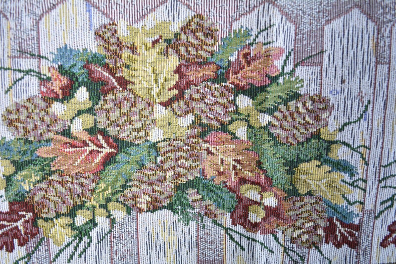 Merry Christmas Fiesta Floral Beige Tan Hand-Crafted Woven Tapestry Desk Dining Table Runners (6068)