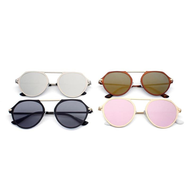 DRESDEN | A19 - Modern Flat Top Slender Round Sunglasses