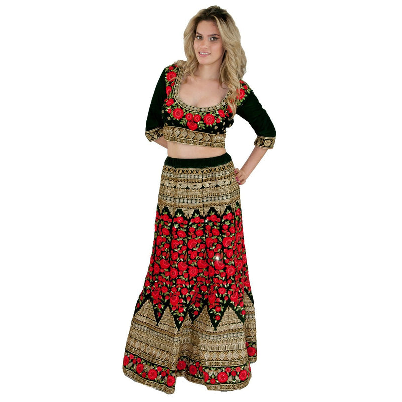 Heavy Embroidered Velvet Lehenga