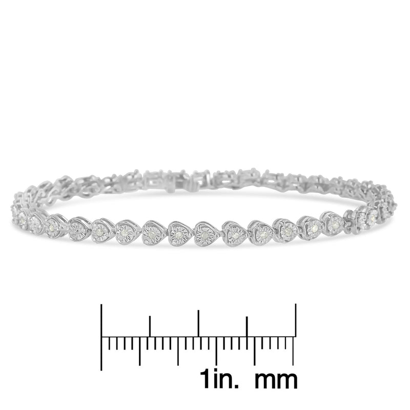 Sterling Silver Diamond Heart Tennis Link Bracelet (1/4 Cttw, I-J Color, I3 Clarity)