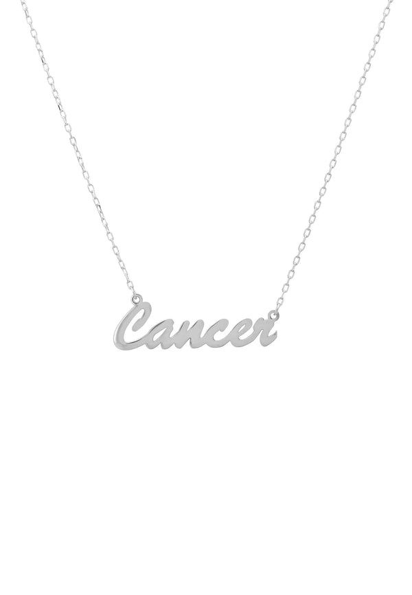 Zodiac Star Sign Name Necklace Silver Cancer