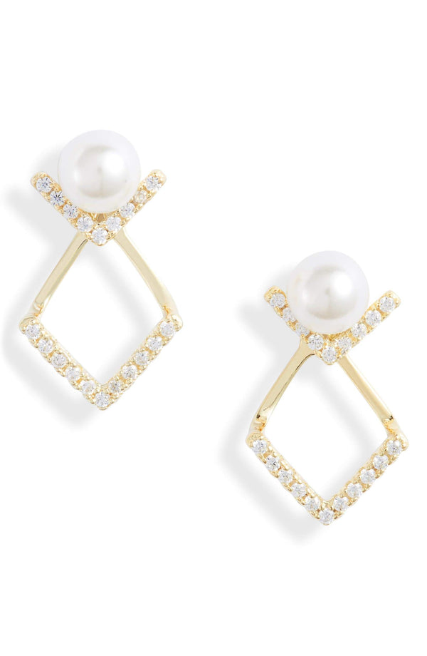 Pearl v Jacket Stud Earrings | More Colors Available