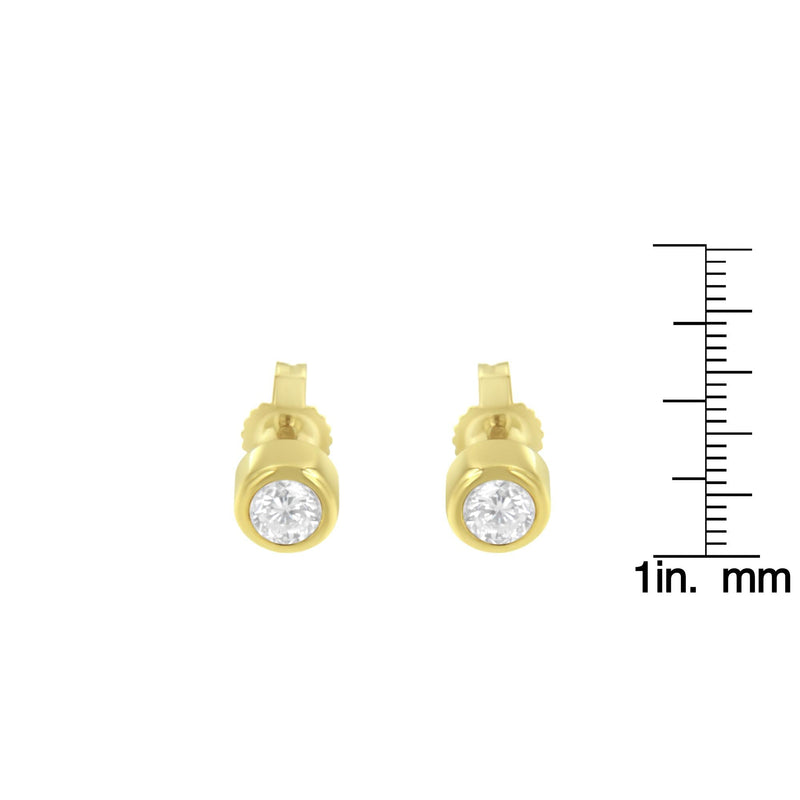 10K White Gold 0.30 Cttw Round Brilliant-Cut Near Colorless Diamond Bezel-Set Stud Earrings (H-I Color, I1-I2 Clarity)