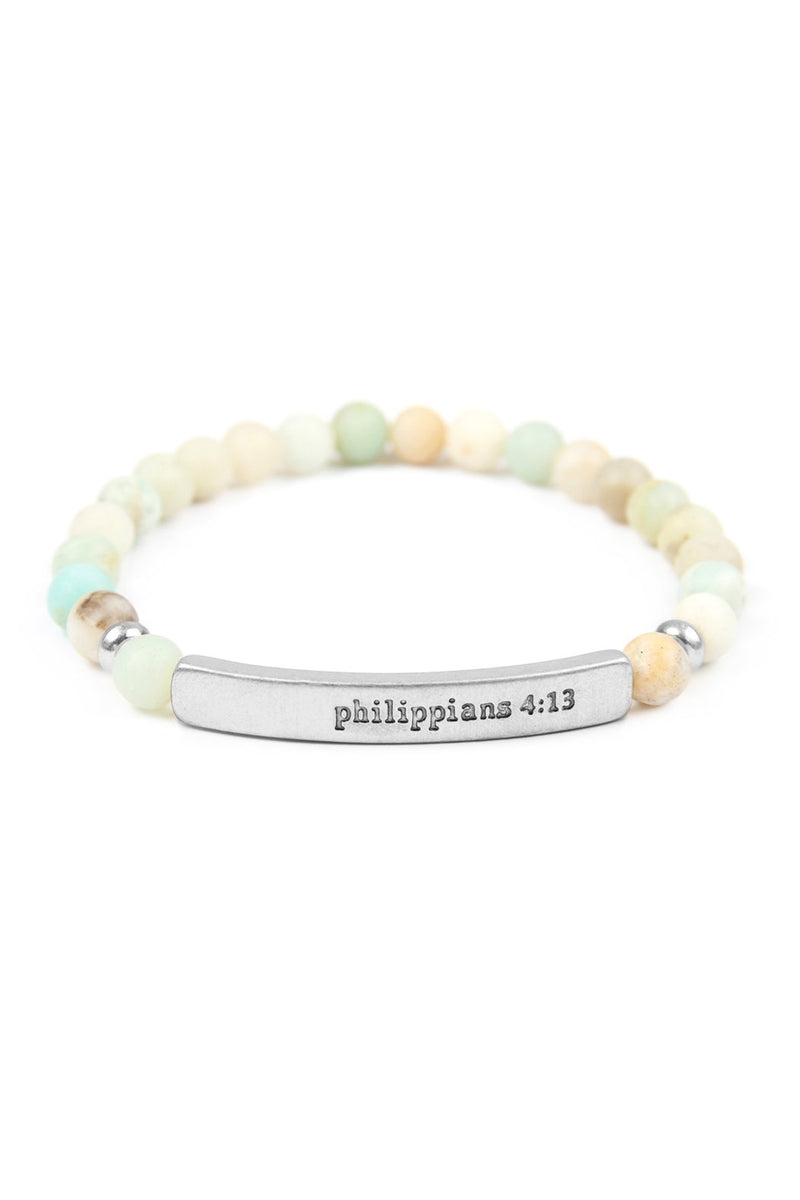 "Philippians 4:13" Natural Stone Stretch Bracelet