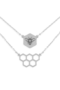 Bee and Beehive Two Layered Necklace