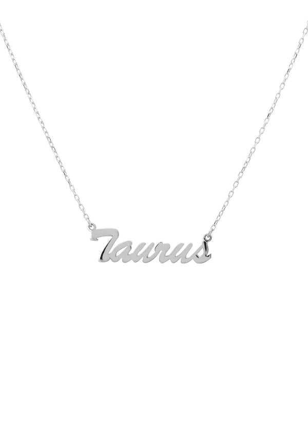 Zodiac Star Sign Name Necklace Silver Taurus