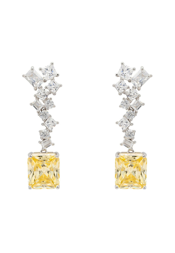 Diana Lemon Topaz Drop Earrings Silver