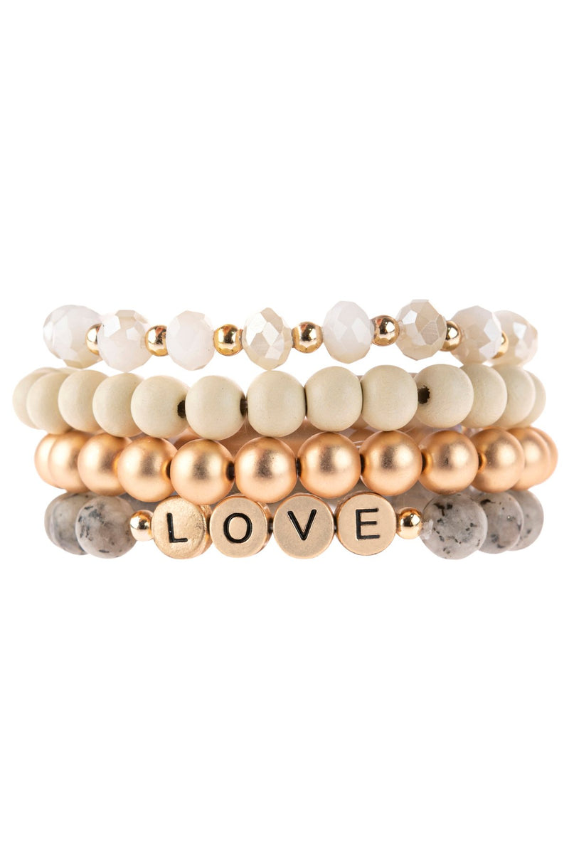Hdb3027 - "Love" Charm Multiline Beaded Bracelet