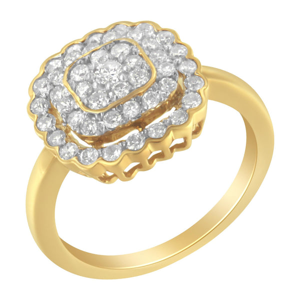 10K Yellow Gold Plated .925 Sterling Silver Diamond Cocktail Ring (3/4 Cttw, J-K Color, I2-I3 Clarity) - Size 8