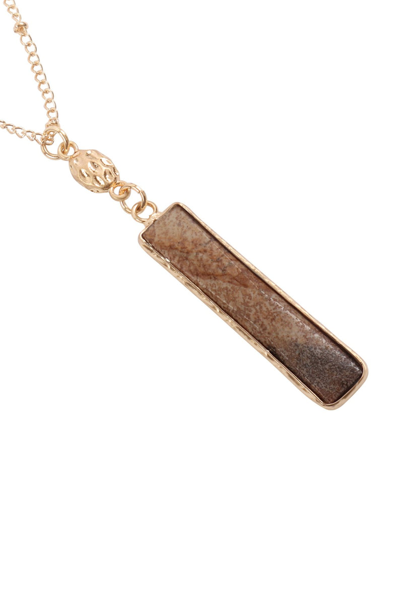 Hdn3117 - Bar Natural Stone Pendant Necklace