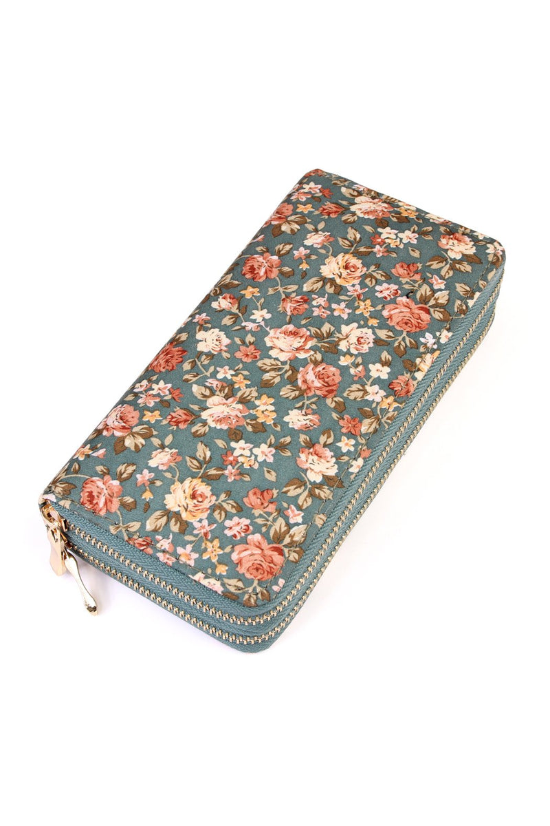 Hdg1934 - Floral Double Zipper Wallet