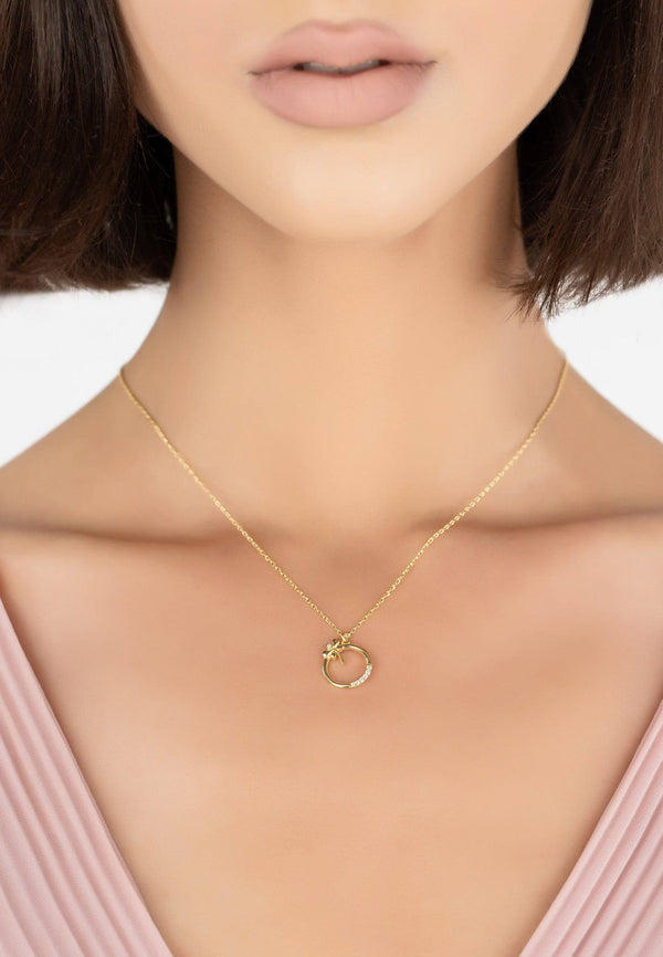 Dragonfly Halo Necklace Gold