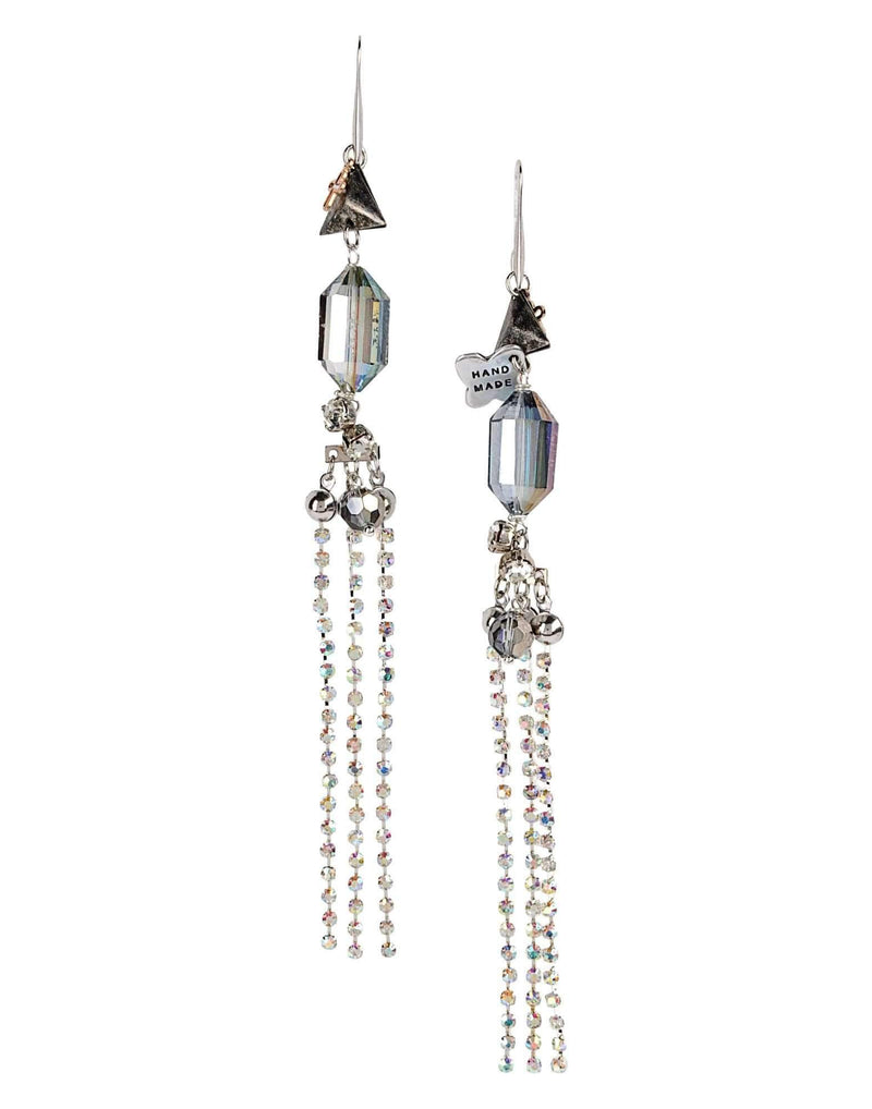 Long Drop Earrings With Crystal Details