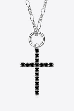 Moissanite Cross Pendant Platinum-Plated Necklace