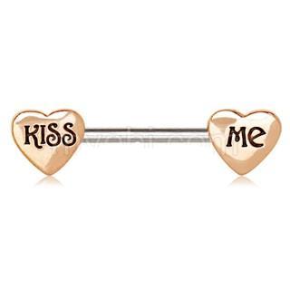 Rose Gold "Kiss Me" Heart Nipple Bar