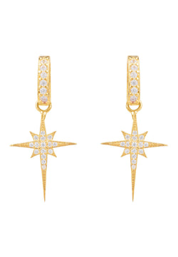 North Star Burst Small Drop Earring Gold