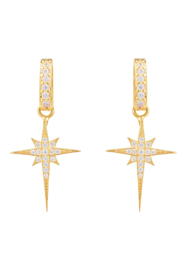 North Star Burst Small Drop Earring Gold