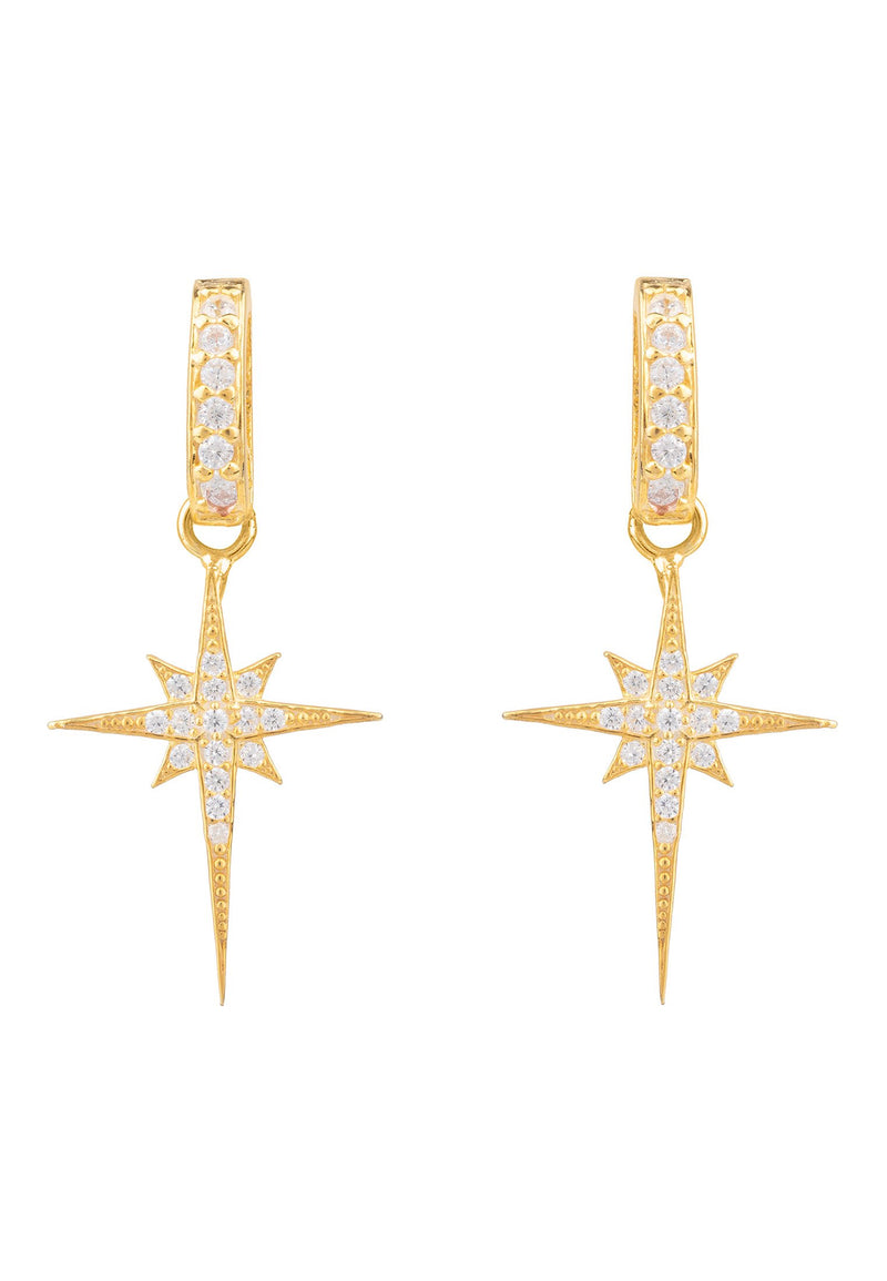 North Star Burst Small Drop Earring Gold