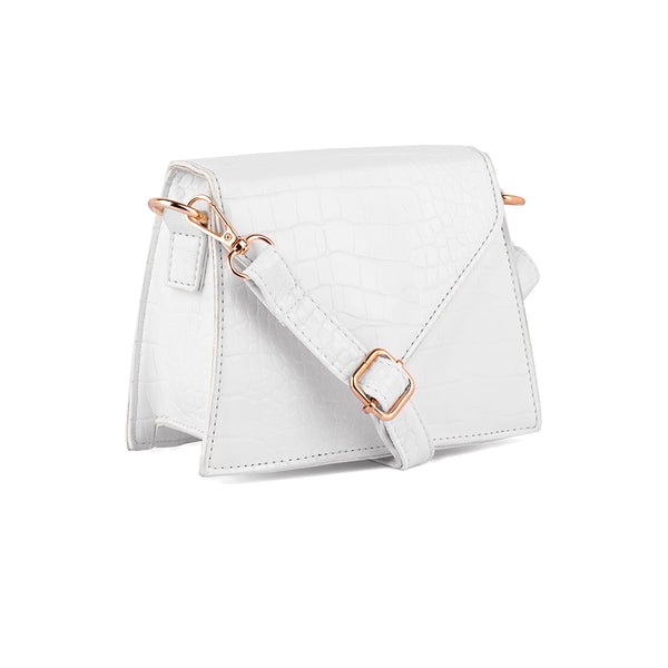 White Mini Envelope Croc Sling Bag