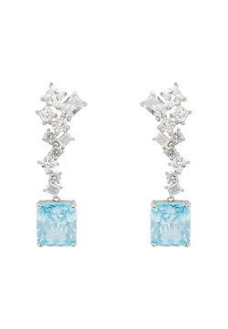 Diana Blue Topaz Drop Earrings Silver