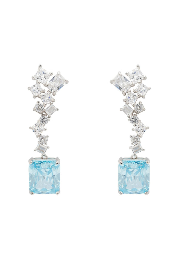 Diana Blue Topaz Drop Earrings Silver