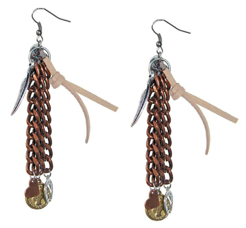 Chandelier Earrings in Deerskin Leather With Beautiful 18kt Gold Plated Coins Charms.