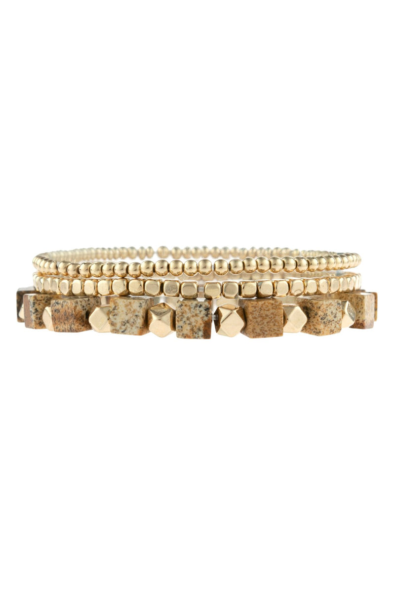 Hdb3114 - Natural Stone Mix Ccb Charm Bracelet