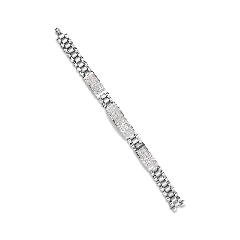 14K White Gold 12.0 Cttw Men's Invisible Set Princess Diamond Tennis Bracelet (G-H Color, VS1-VS2 Clarity) - Size 8.5" I