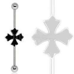 316L Industrial Barbell With Cross Patonce