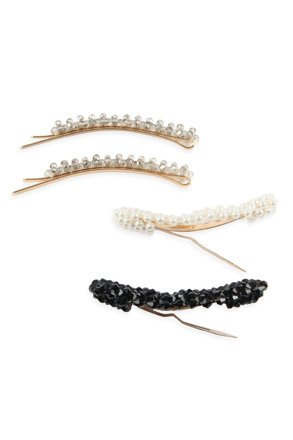 Hdh2623 - Glass Beads and Pearl Hair Pin Set