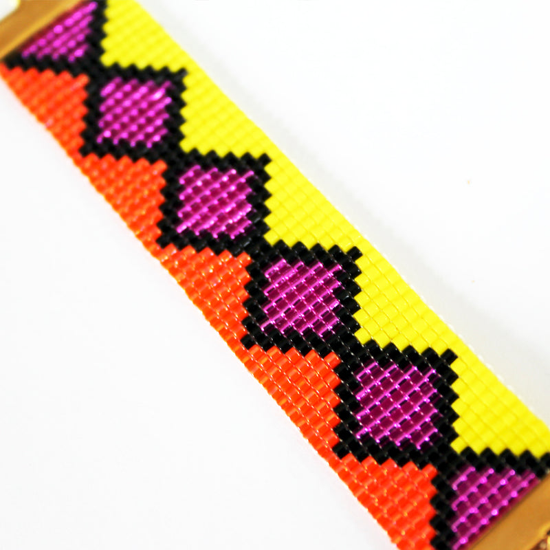 Miami Nights Woven Necklace - Orange and Pink