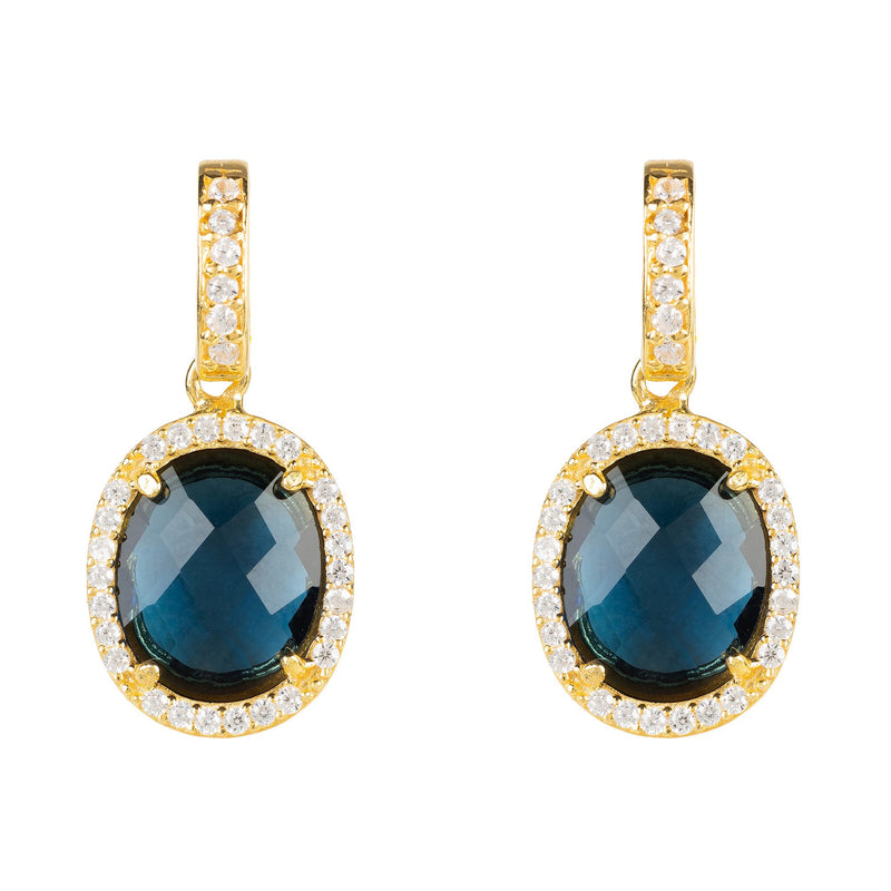 Beatrice Oval Gemstone Drop Earrings Gold Sapphire Hydro