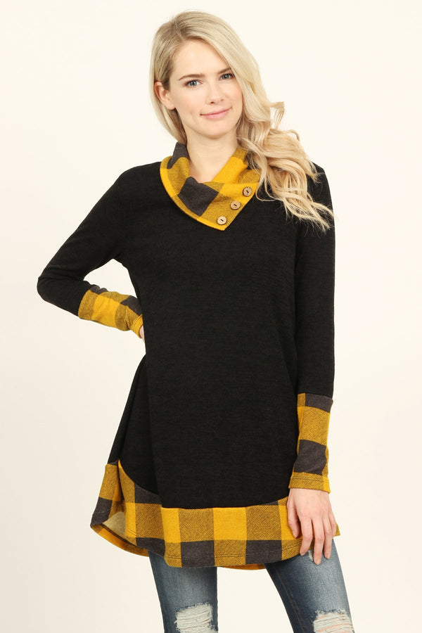 Plaid Accented Sweater Tunic