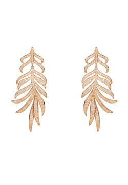 Feathered Leaf Statement Drop Earring Rosegold