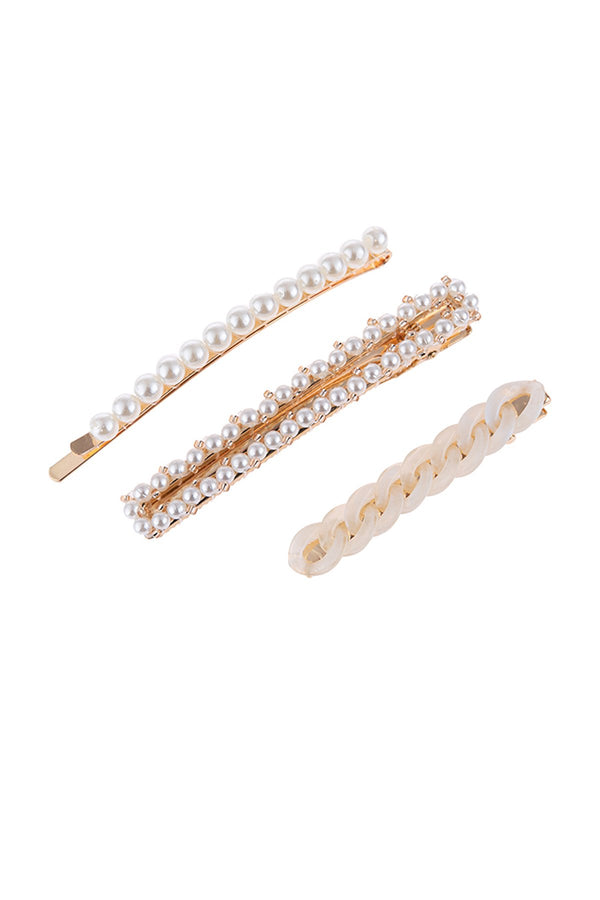Hdh3159 - Three-Piece Acrylic Pearl Hair Pin Set