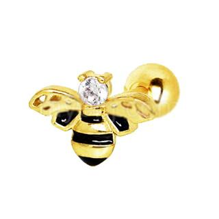 Yellow Gold Jeweled Bumblebee Cartilage Earring