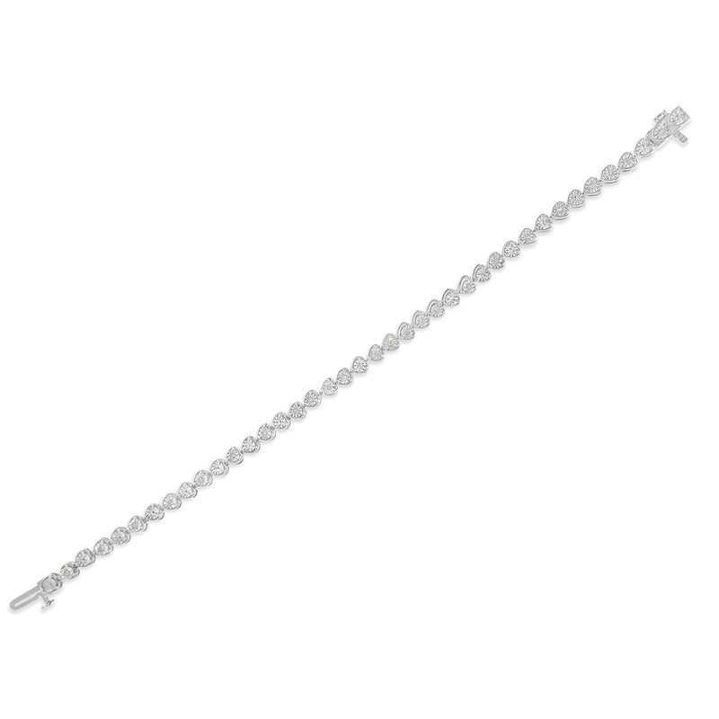 Sterling Silver Diamond Heart Tennis Link Bracelet (1/4 Cttw, I-J Color, I3 Clarity)