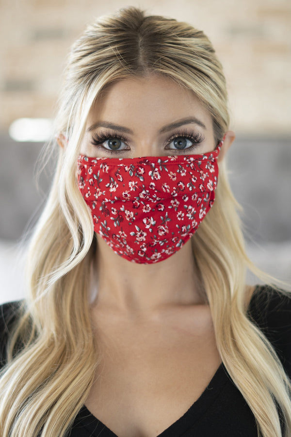 Rfm6006-Rfl036 - Floral Reusable Pleated Face Masks for Adults