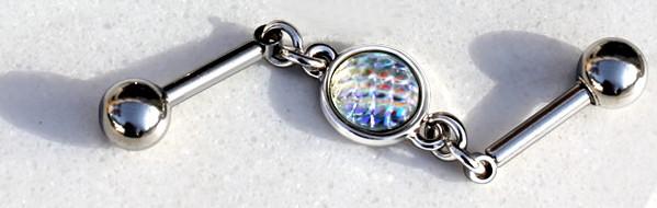 316L Stainless Steel Rainbow Cabochon Chain Industrial Barbell