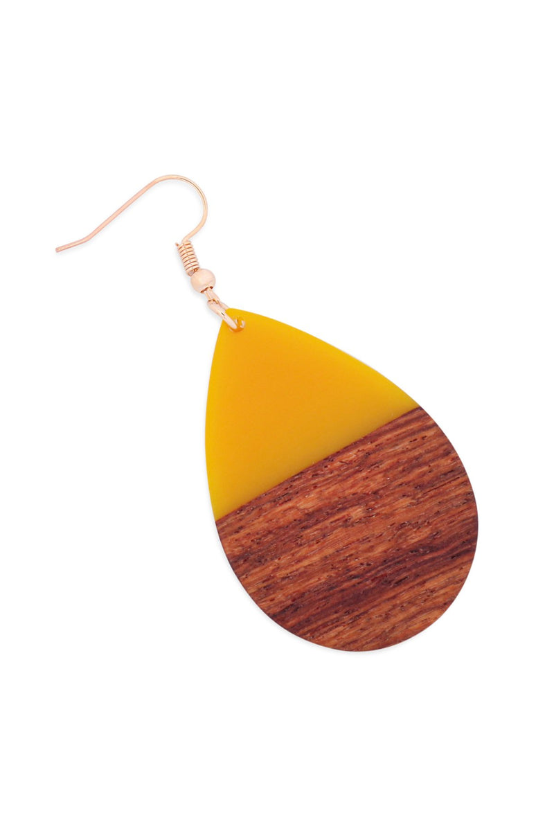 Homaica Wood Pearshape Drop Earrings