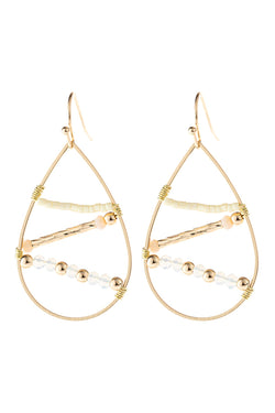 Hde3113 - Open Teardrop Beaded Earrings