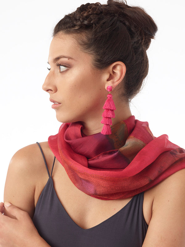 Ethereal Mixed Silk Infinity Scarf: Pinkberry