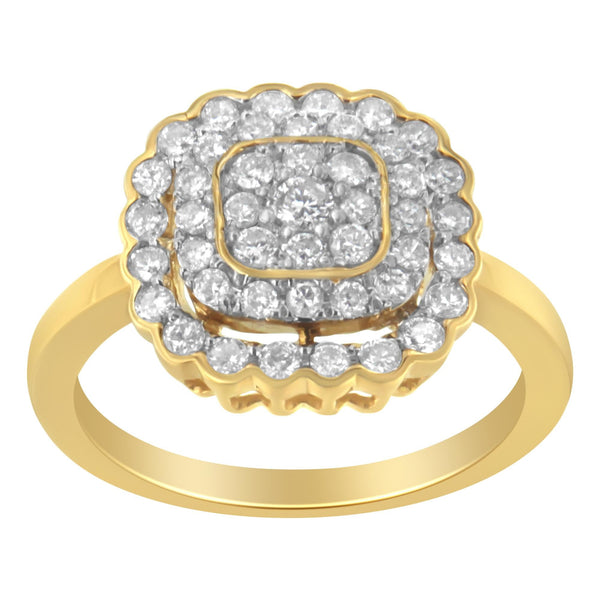 10K Yellow Gold Plated .925 Sterling Silver Diamond Cocktail Ring (3/4 Cttw, J-K Color, I2-I3 Clarity) - Size 8