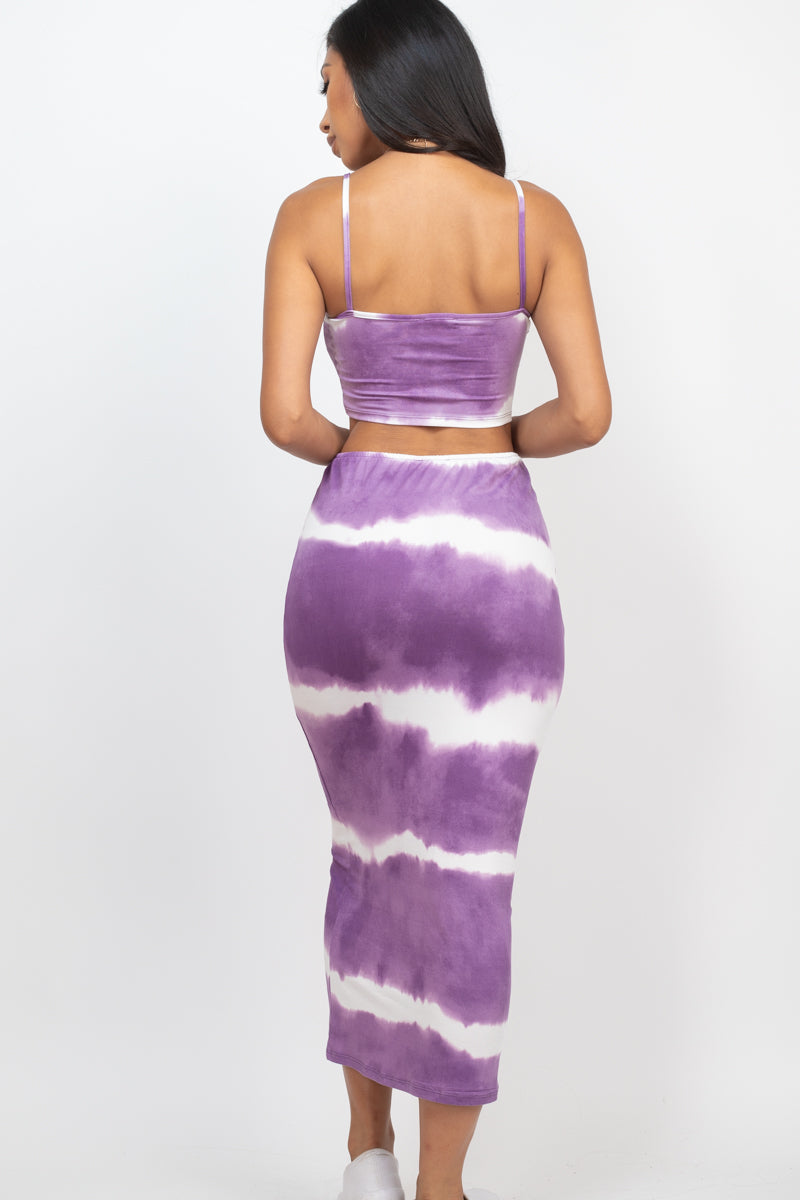Tie-Dye Printed Cami Crop Top & Long Skirt Set (CAPELLA)