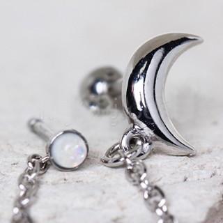 316L Stainless Steel Moon Chain Nose + Cartilage Earring