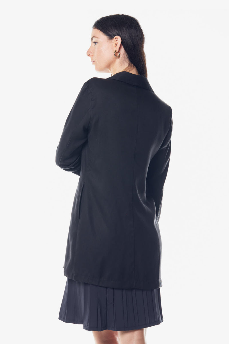 Women's Linen Long Jacket in Black