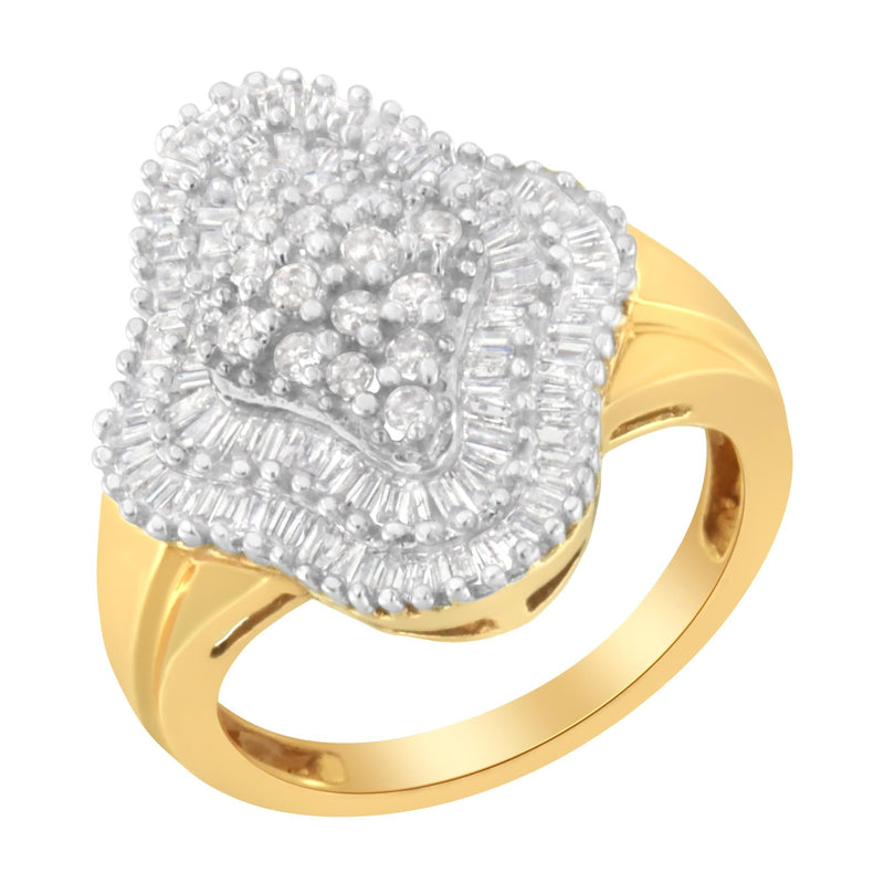 10KT Yellow Gold 1 Cttw Diamond Cluster Ring (I-J, I1-I2) - Size 8