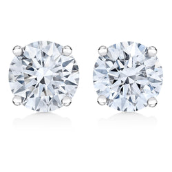 AGS Certified 14K White Gold 1.0 Cttw 4-Prong Set Brilliant Round-Cut Solitaire Diamond Push Back Stud Earrings (H-I Col